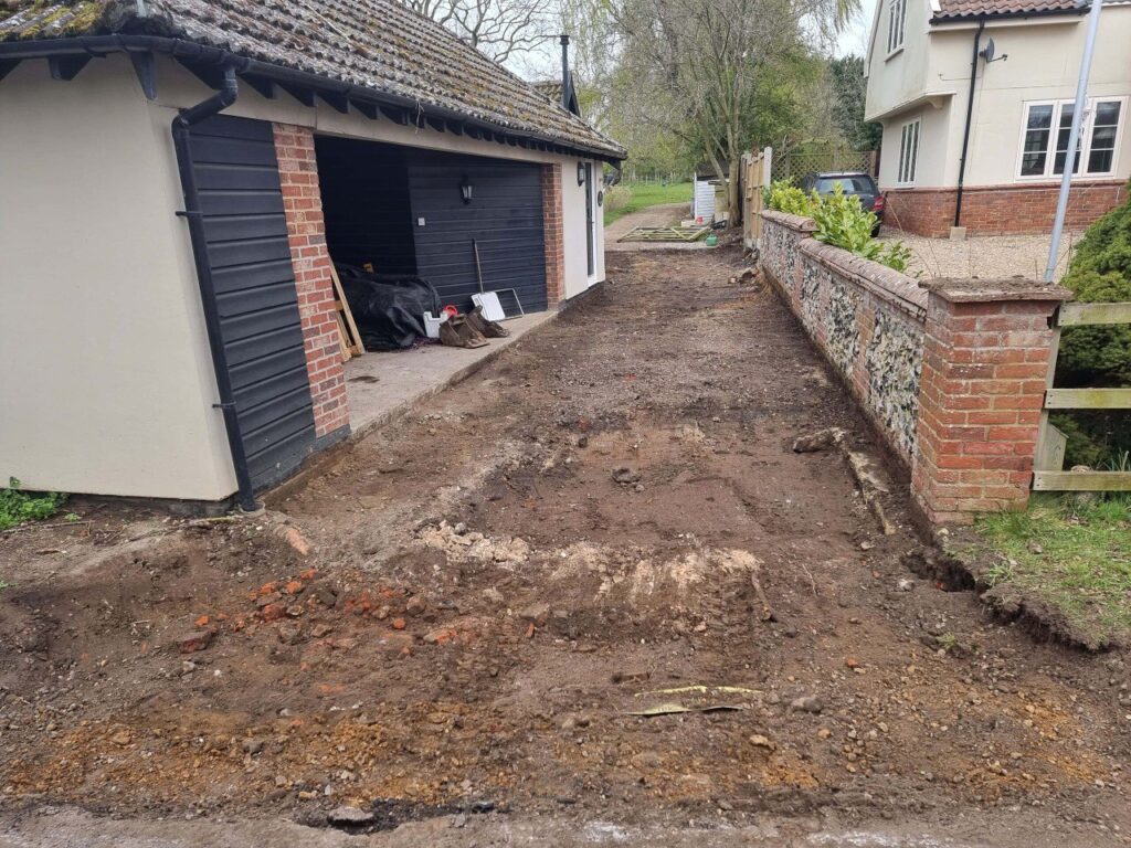 This is a tarmac driveway that is in the process of being dug out and installed by Sevenoaks Driveways